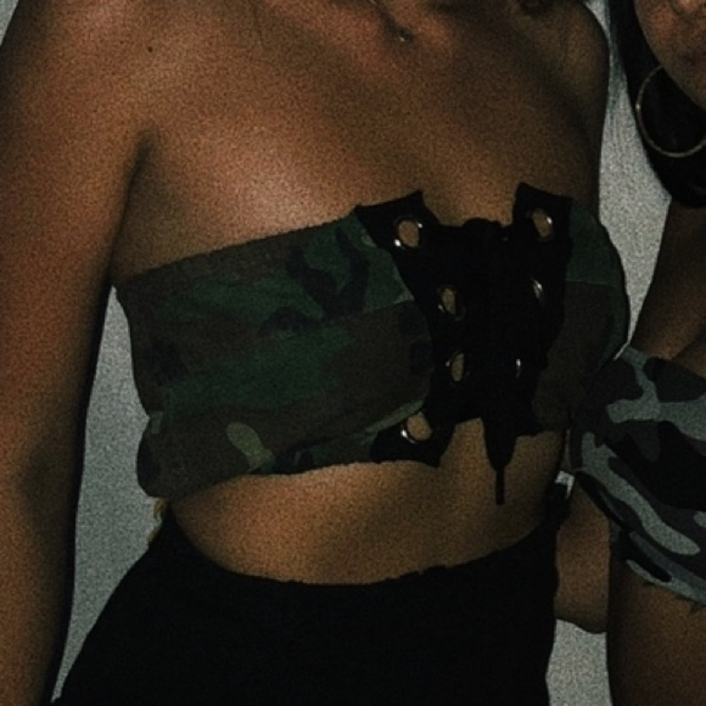 LF camo tube top with lace up detail! worn once, one size!
